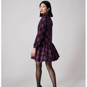 NWT. UNTuckIt Cotton Plaid Reese Shirt Dress.